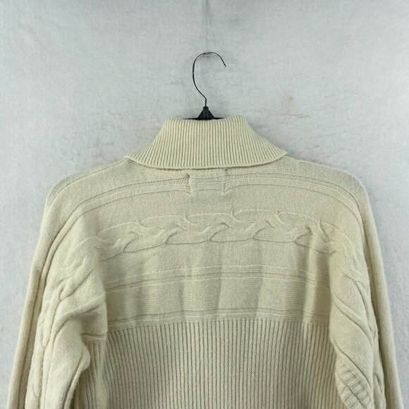 JOA Sweater Women's Sz Small Cream White Turtle Neck Cable Ribbed Knit Pullover - Picture 8 of 11